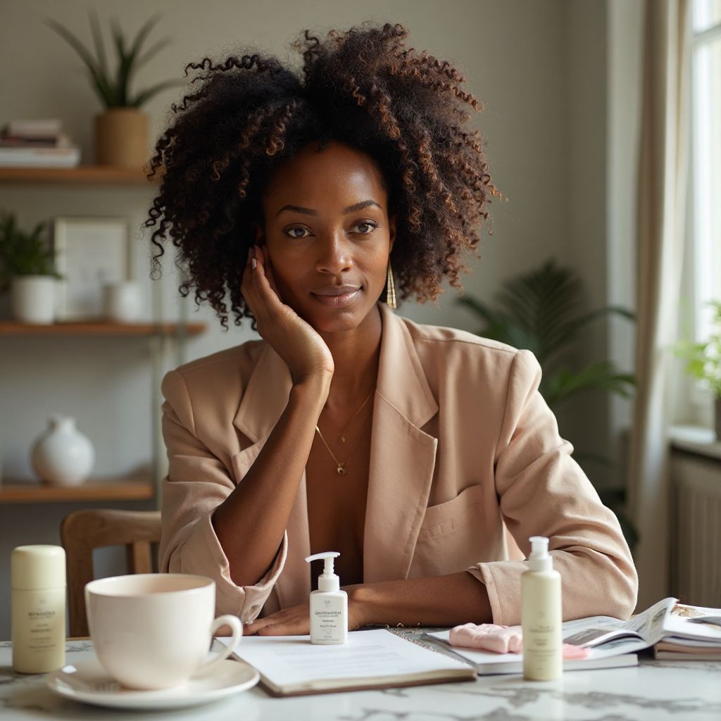 Senior woman with radiant skin using anti-aging products